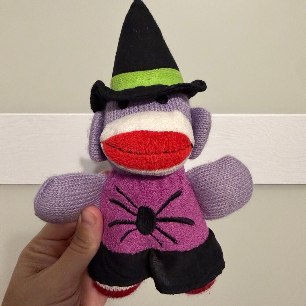 Animal Adventure Halloween Witch Purple Sock Monkey Plush